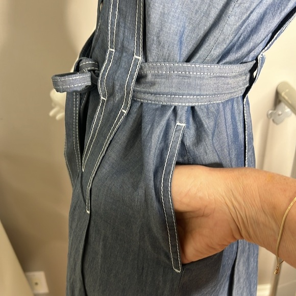 Les Copains Sz 36 Sleevles Snap Front Tie Front Dress - Picture 8 of 8